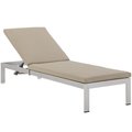 Patio Trasero Shore Outdoor Patio Aluminum Chaise with Cushions, Silver Beige PA1738112